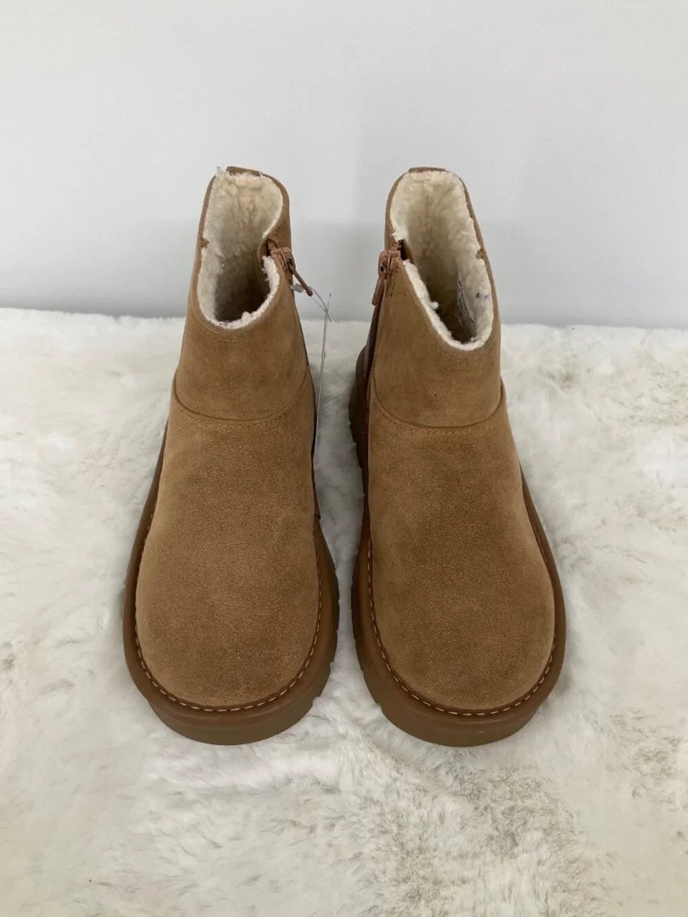 Cat and Jack Arlo Zipper Shearling Style Tan Boots Toddler Girls size 13 NEW